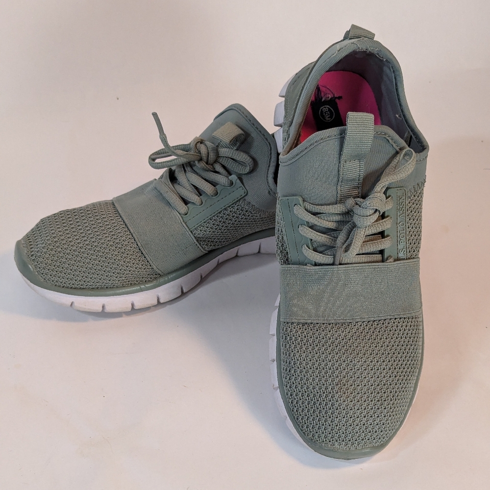 U.S Polo Tennis Shoe Women Green Logo Light Weight Lace Up Running Sneaker 8.5